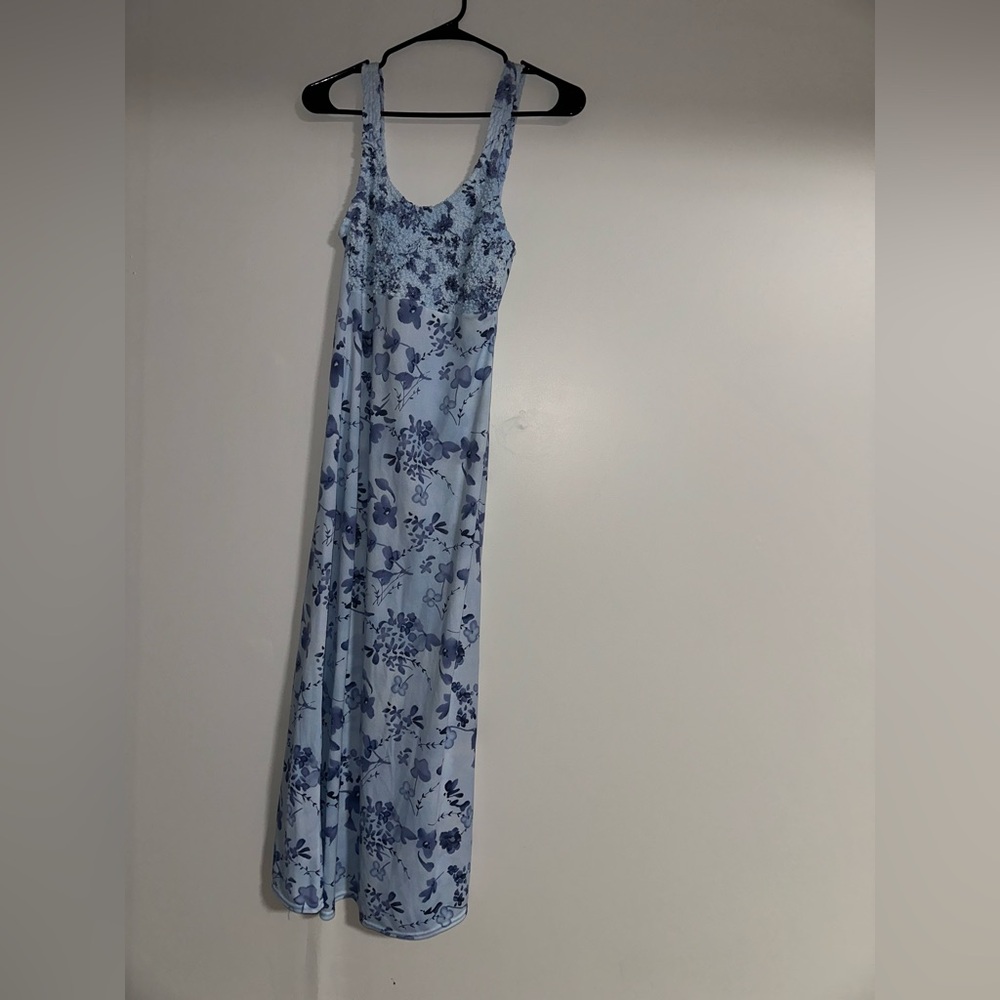 Up Front Blue Textured dress